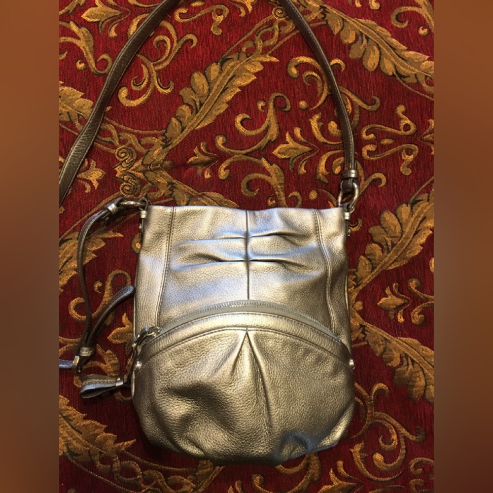 B Makowsky Silver Crossbody Bag